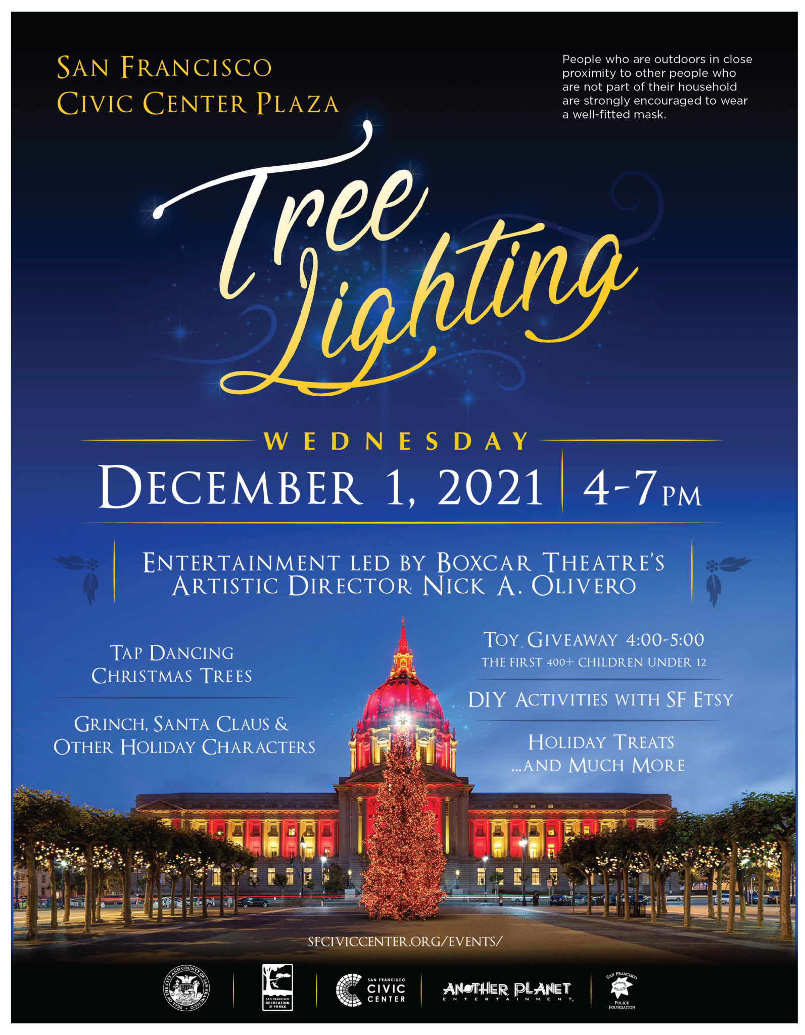 Civic Center Plaza Holiday Tree Lighting 2021 SF Civic Center