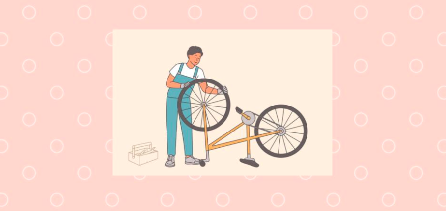 illustration of someone fixing their bike